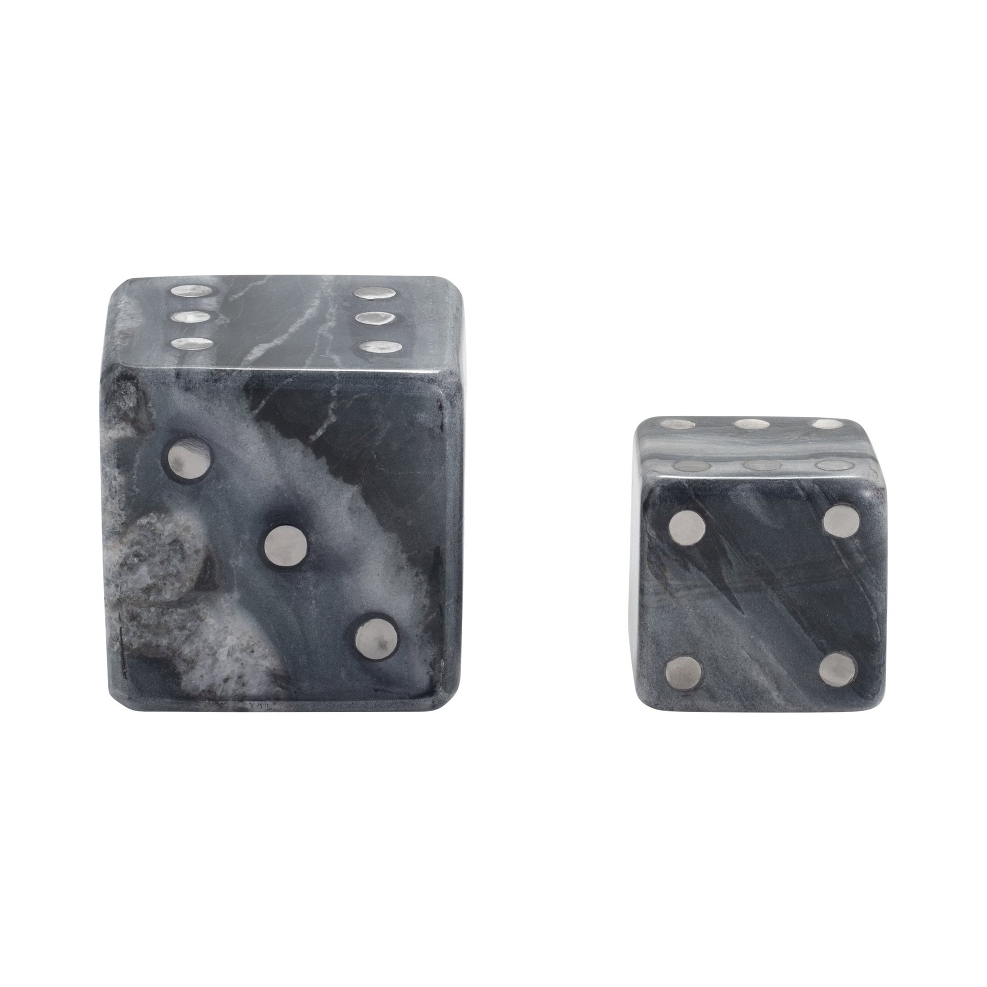 S/2 3/4" Mistry Grey Marble Dice Table Decors| Sagebrook Home