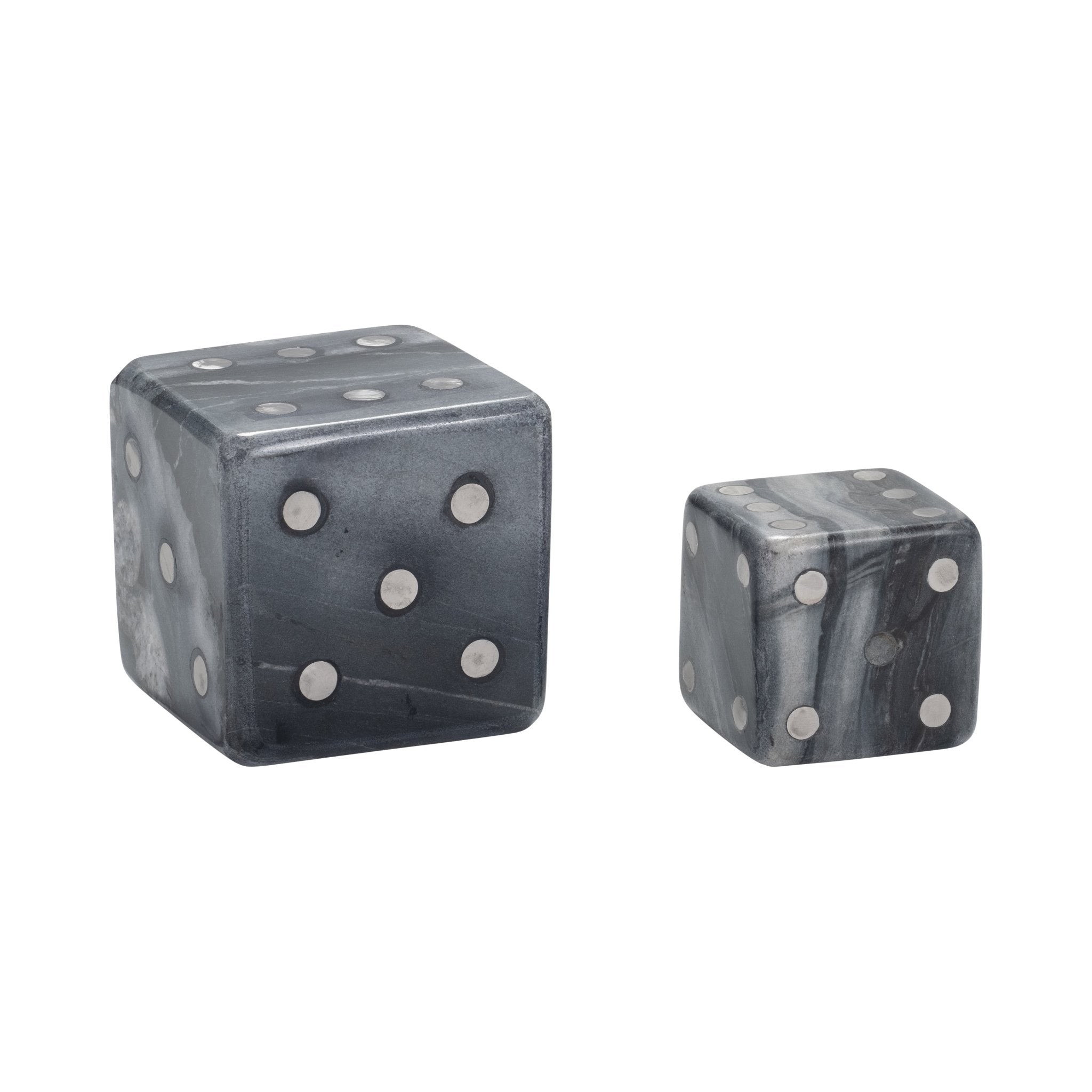 S/2 3/4" Mistry Grey Marble Dice Table Decors| Sagebrook Home