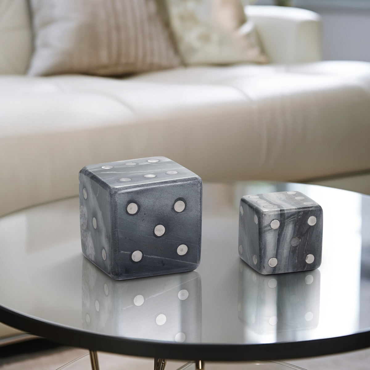 S/2 3/4" Mistry Grey Marble Dice Table Decors| Sagebrook Home