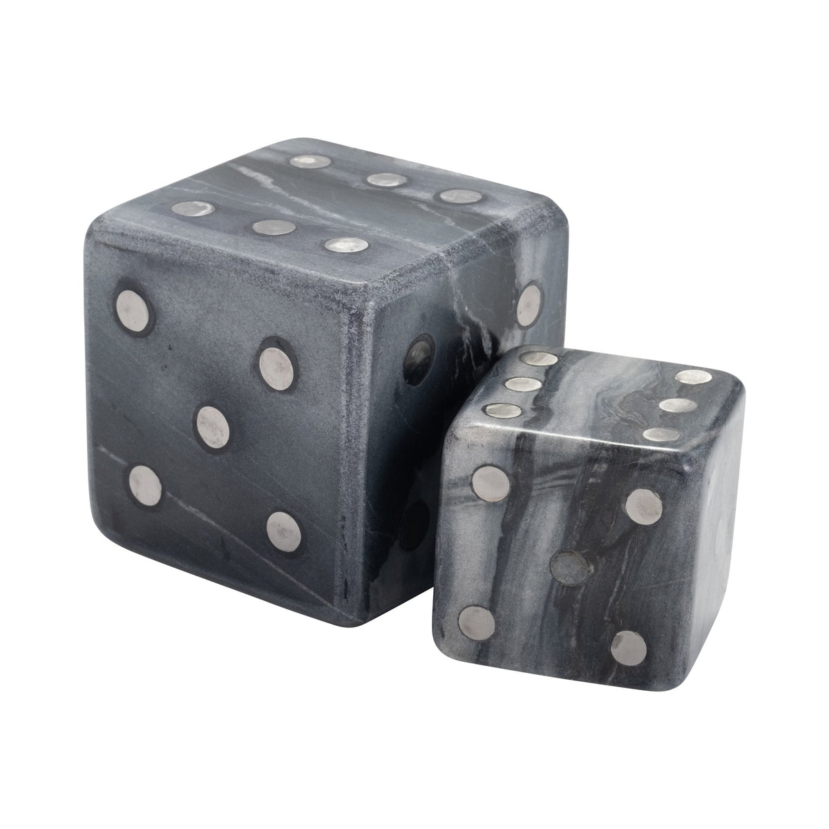 S/2 3/4" Mistry Grey Marble Dice Table Decors| Sagebrook Home