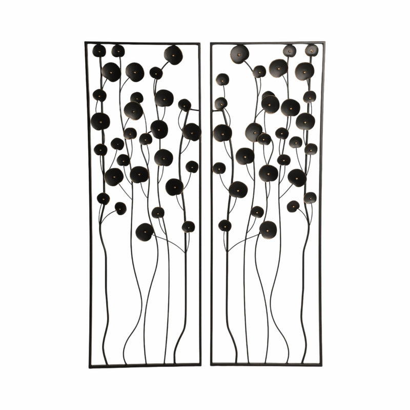 S/2 36" Dainty Flowers Metal Wall D?cor, Black/gol - Al Rugaib Furniture