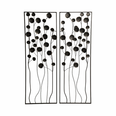 S/2 36" Dainty Flowers Metal Wall D?cor, Black/gol - Al Rugaib Furniture