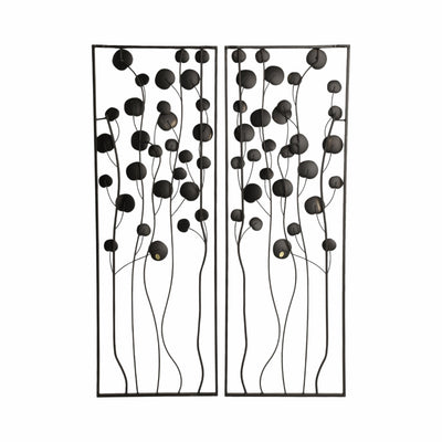 S/2 36" Dainty Flowers Metal Wall D?cor, Black/gol - Al Rugaib Furniture
