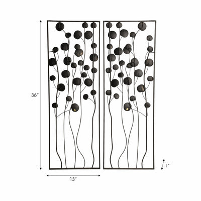 S/2 36" Dainty Flowers Metal Wall D?cor, Black/gol - Al Rugaib Furniture