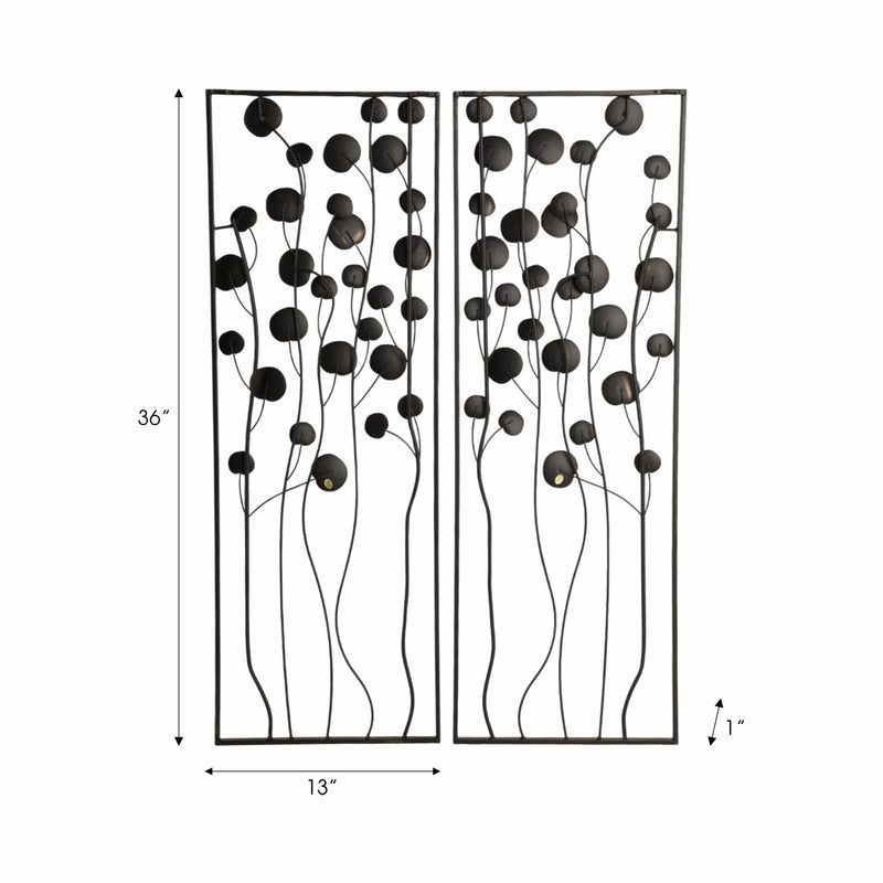 S/2 36" Dainty Flowers Metal Wall D?cor, Black/gol - Al Rugaib Furniture