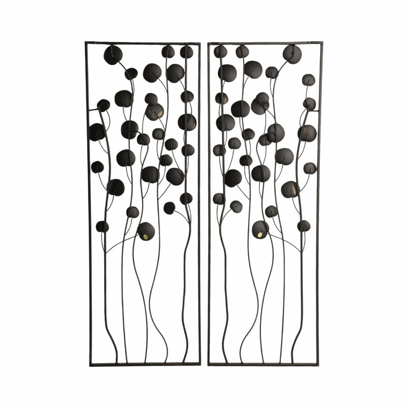 S/2 36" Dainty Flowers Metal Wall D?cor, Black/gol - Al Rugaib Furniture