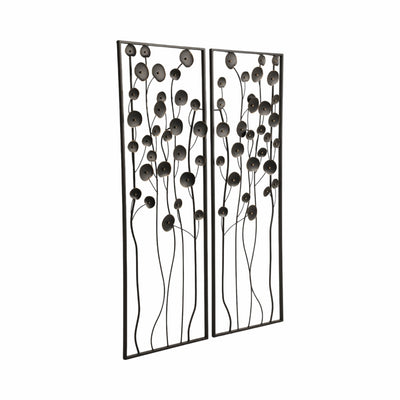 S/2 36" Dainty Flowers Metal Wall D?cor, Black/gol - Al Rugaib Furniture