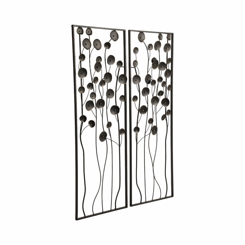 S/2 36" Dainty Flowers Metal Wall D?cor, Black/gol - Al Rugaib Furniture