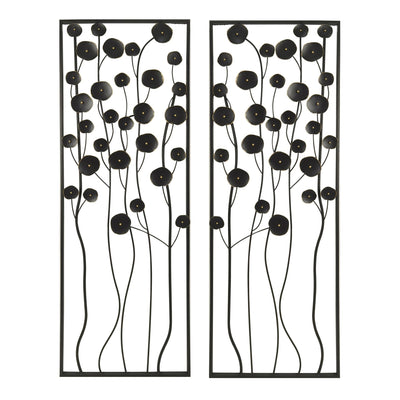 S/2 36" Dainty Flowers Metal Wall D?cor, Black/gol - Al Rugaib Furniture