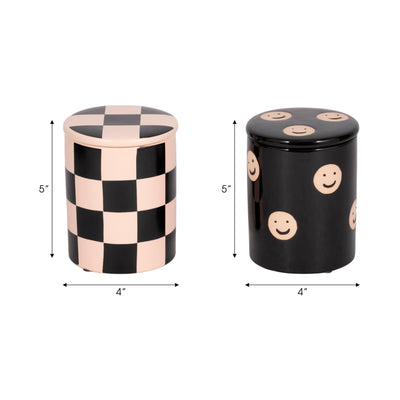 S/2 5"10 Oz Ripe Ornge Goji Lidded Candle,blk/ivry - Al Rugaib Furniture