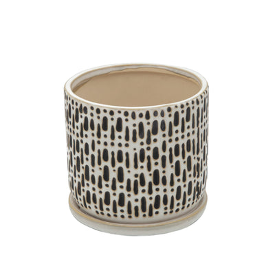 S/2 5/6" DOTTED PLANTERS W/ SAUCER, BEIGE - Al Rugaib Furniture