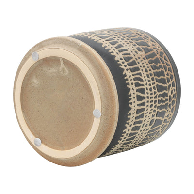 S/2 5/6" GLAZED PLANTER W/ SAUCER, BLACK - Al Rugaib Furniture