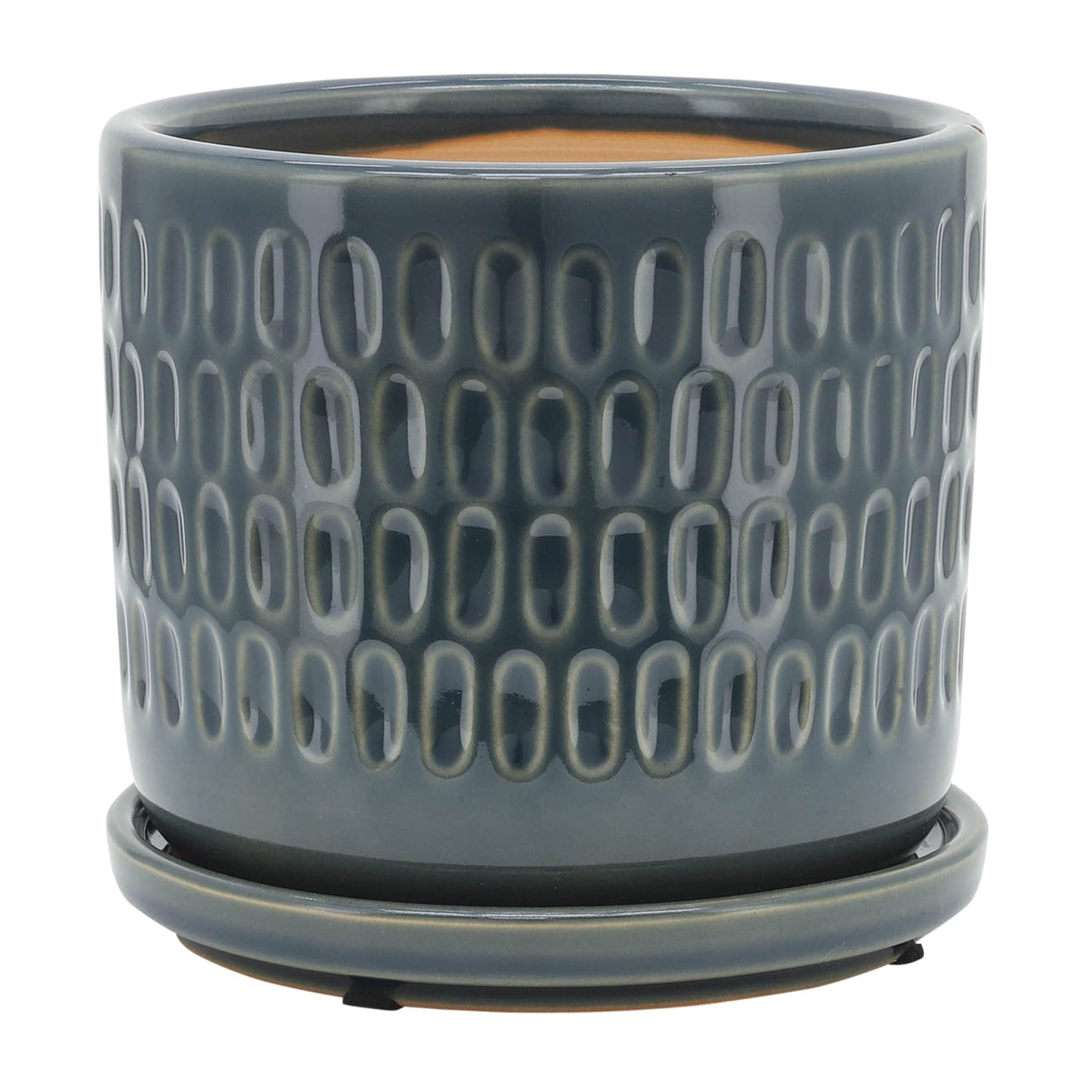 S/2 5/6" HAMMERED PLANTERS W/ SAUCER, BLUE Outdoor Planters| Sagebrook Home