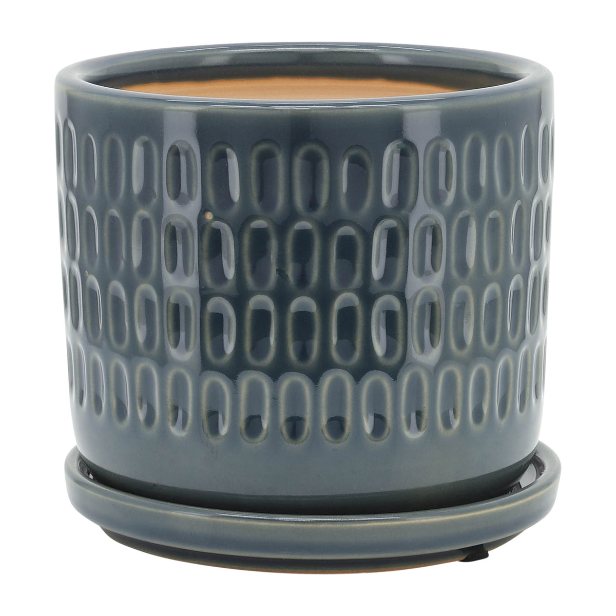 S/2 5/6" HAMMERED PLANTERS W/ SAUCER, BLUE Outdoor Planters| Sagebrook Home