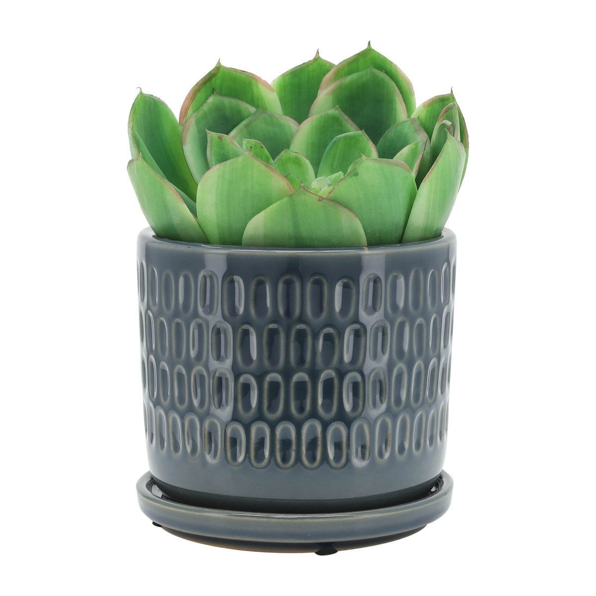 S/2 5/6" HAMMERED PLANTERS W/ SAUCER, BLUE Outdoor Planters| Sagebrook Home