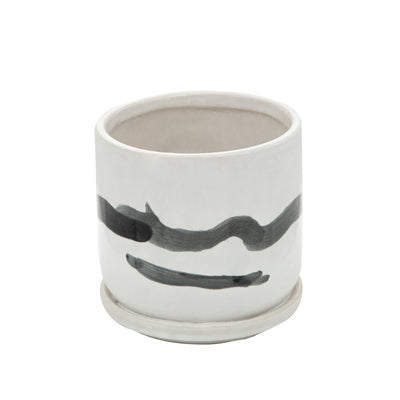 S/2 5/6" PAINTED PLANTERS W/ SAUCER, WHITE - Al Rugaib Furniture