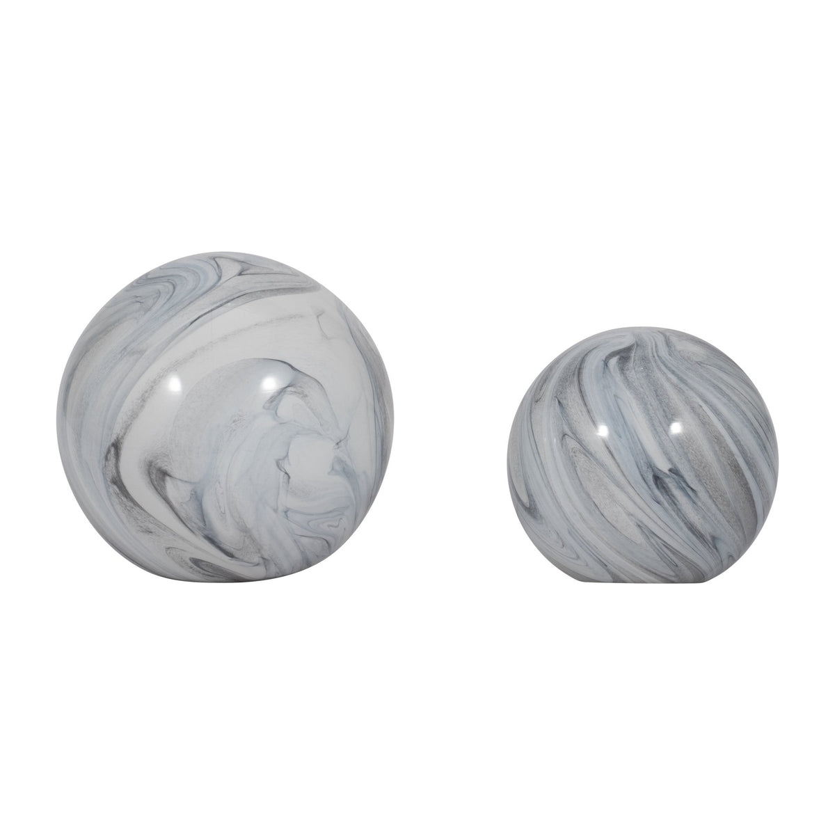 S/2 5/6" SERENITY BLUE SWIRL SPHERES Table Decors| Sagebrook Home