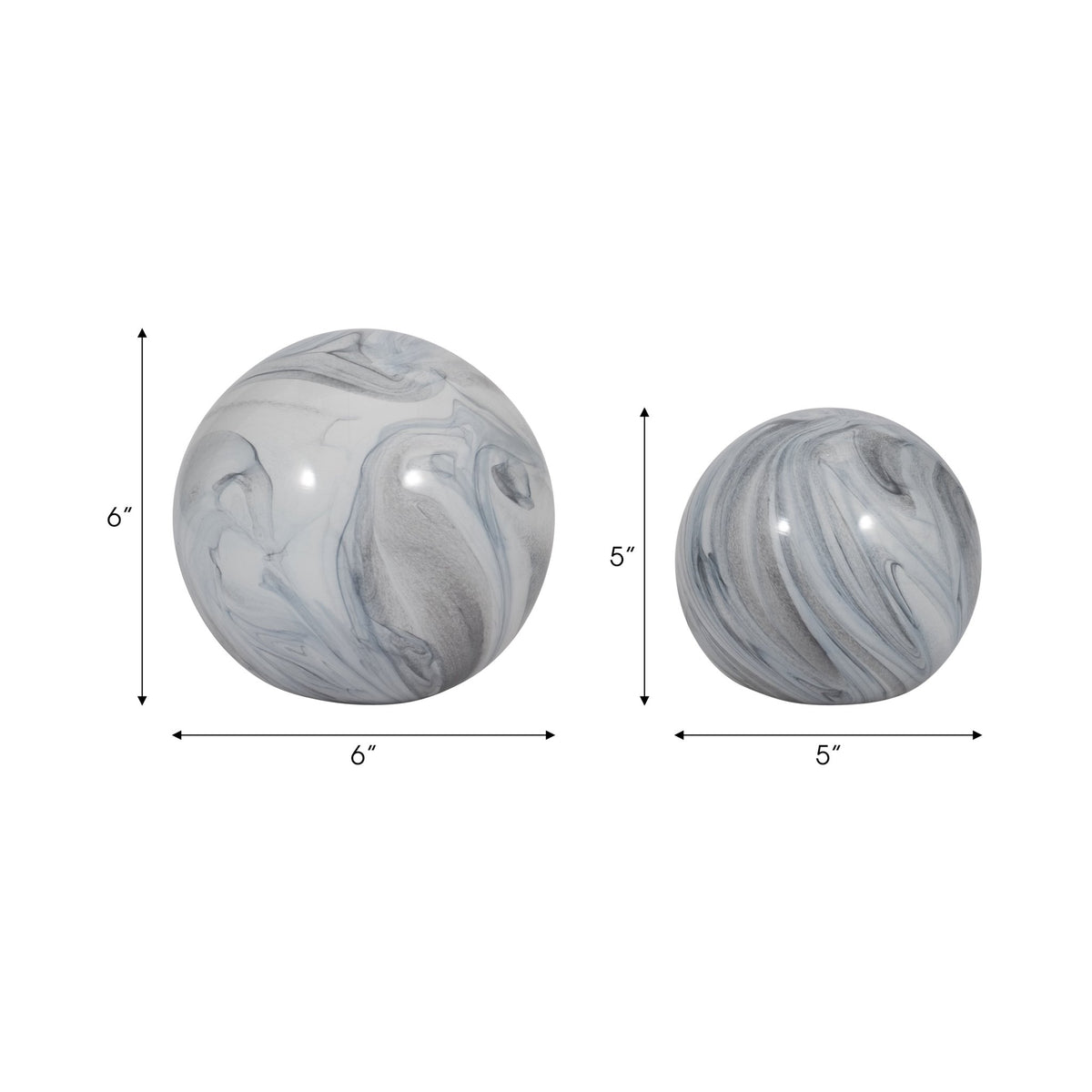 S/2 5/6" SERENITY BLUE SWIRL SPHERES Table Decors| Sagebrook Home