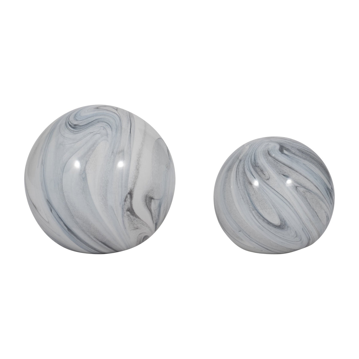 S/2 5/6" SERENITY BLUE SWIRL SPHERES Table Decors| Sagebrook Home