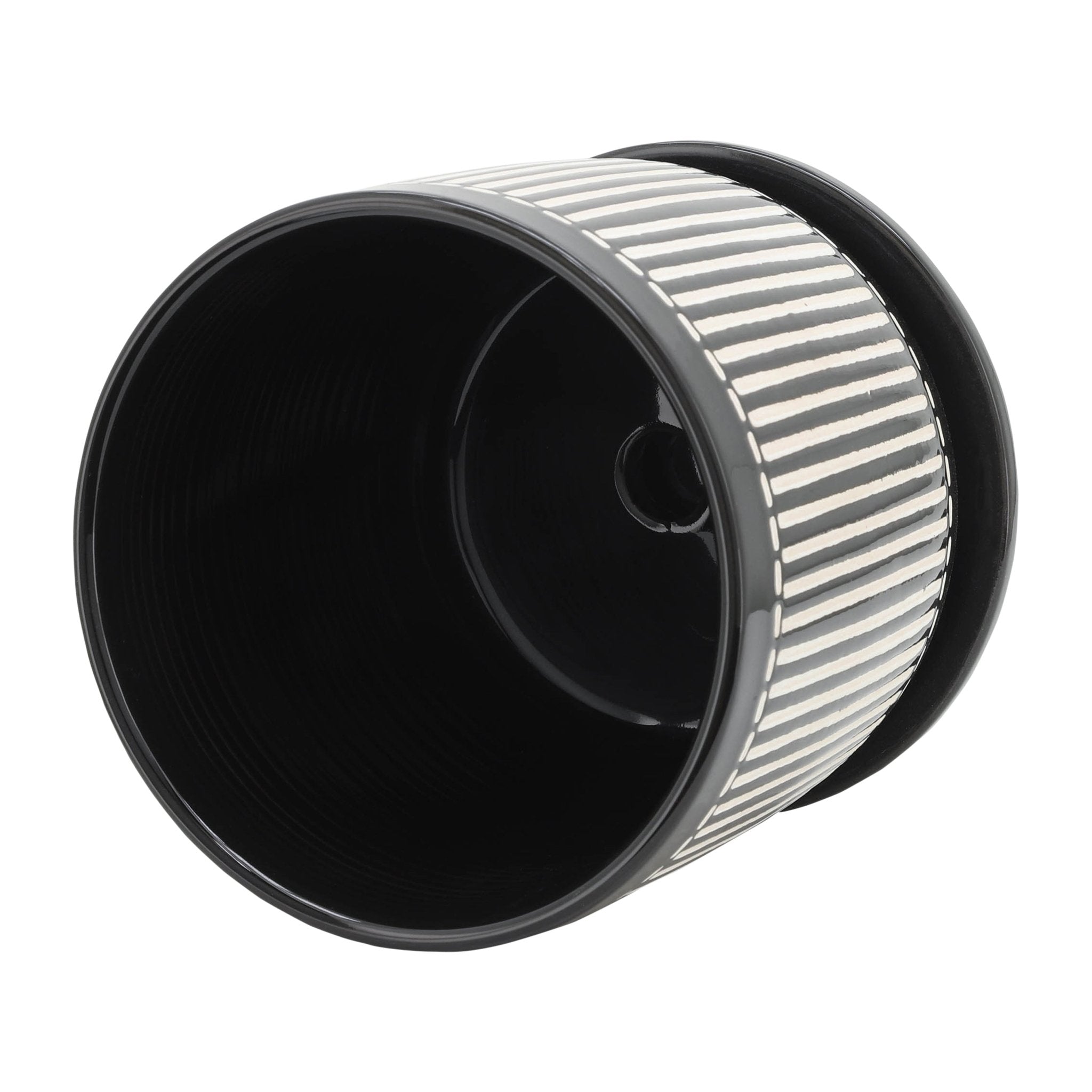 S/2 5/6" VERTICAL LINES PLANTER W/ SAUCER, BLACK Outdoor Planters| Sagebrook Home