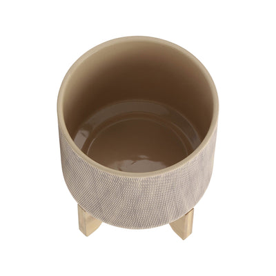 S/2 5/8" MESH PLANTER W/ STAND, TAN - Al Rugaib Furniture