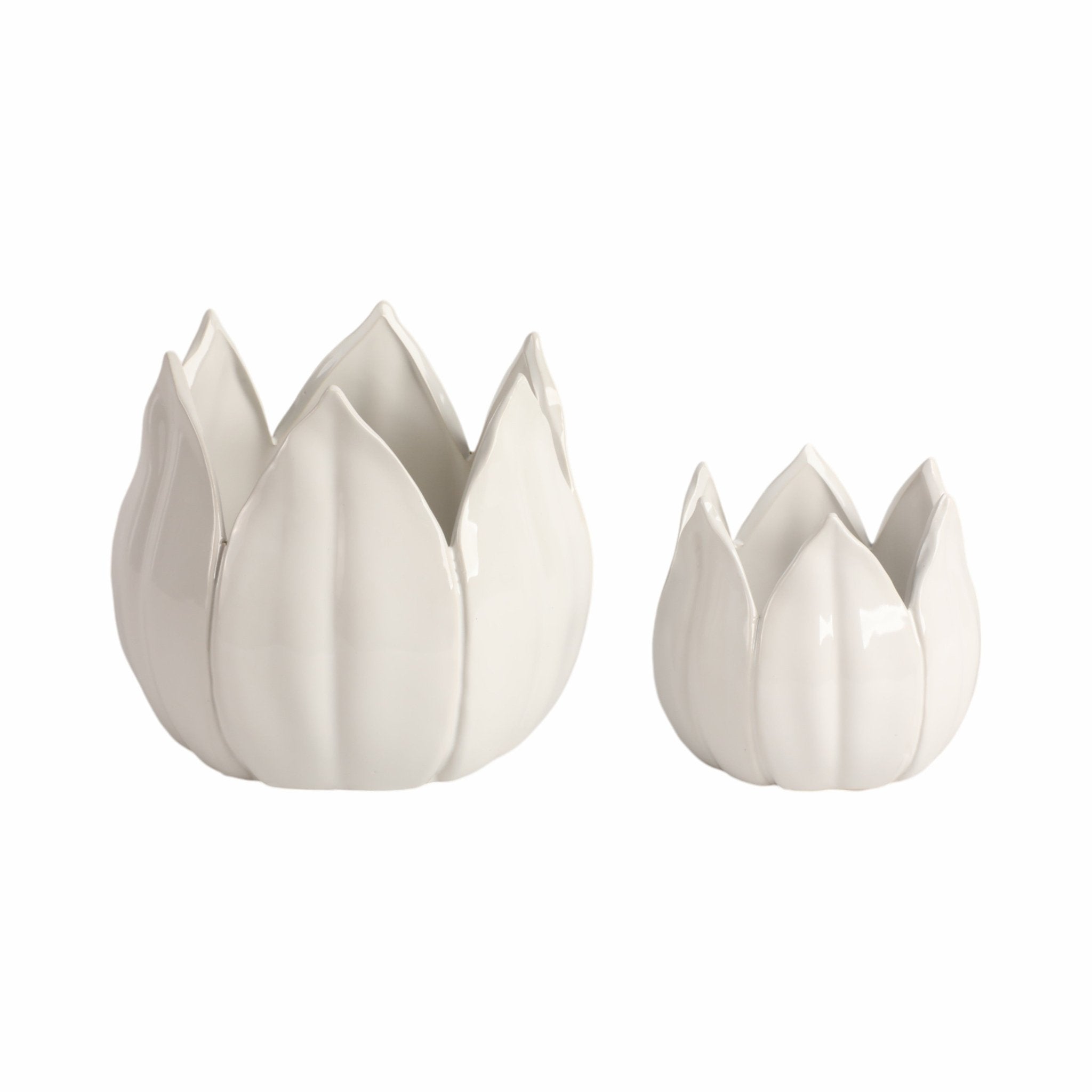 S/2 5/8" Petal Planters, White Planter| Sagebrook Home