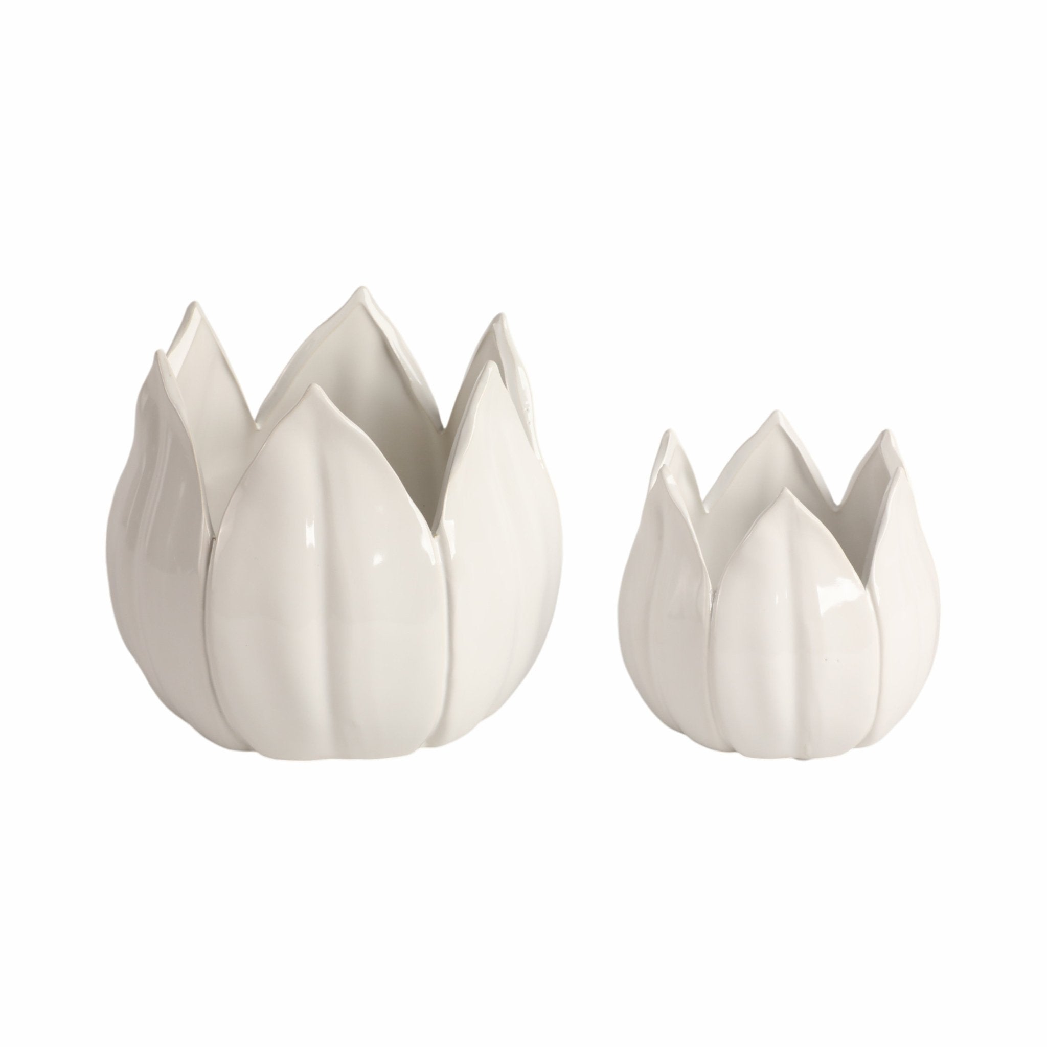 S/2 5/8" Petal Planters, White Planter| Sagebrook Home