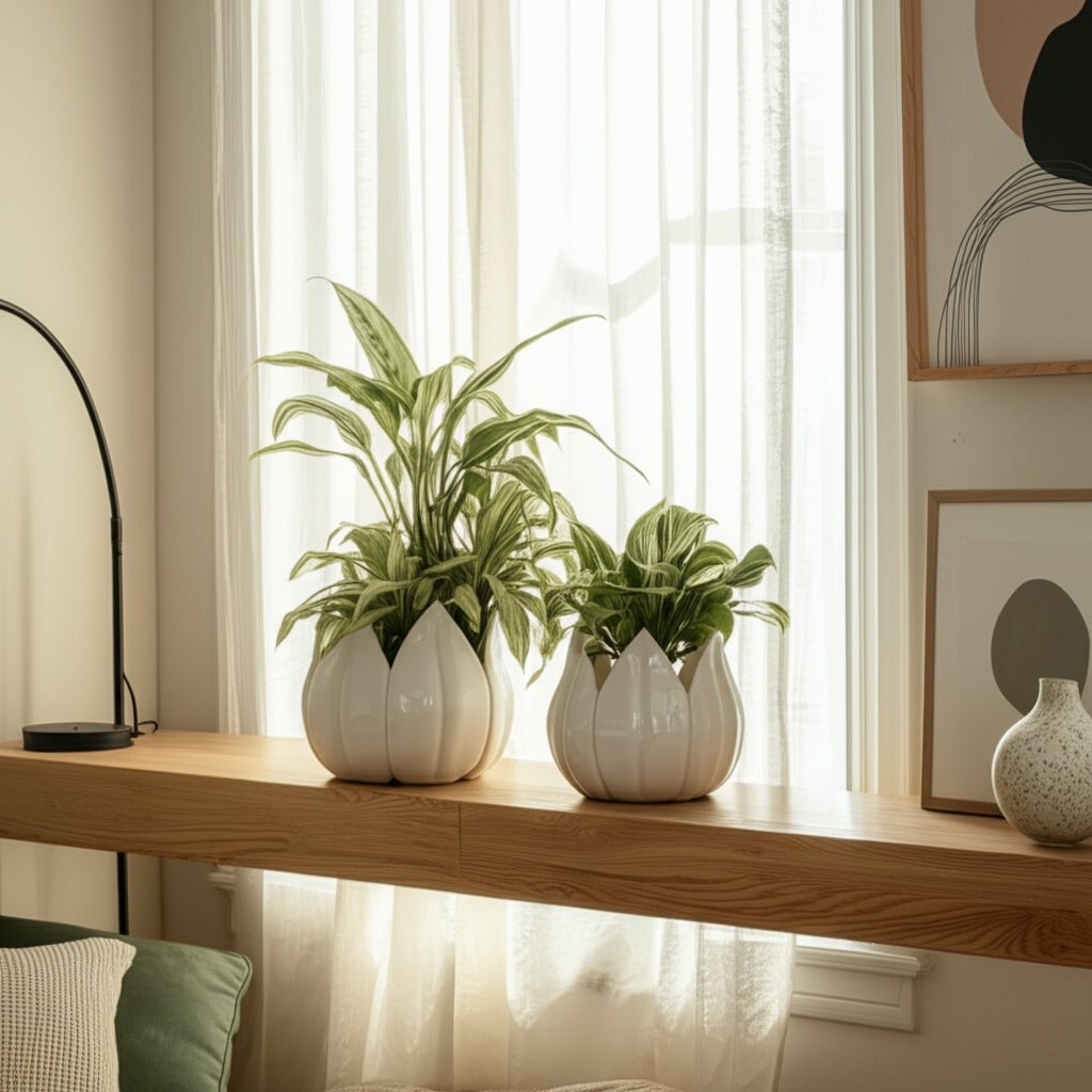 S/2 5/8" Petal Planters, White Planter| Sagebrook Home