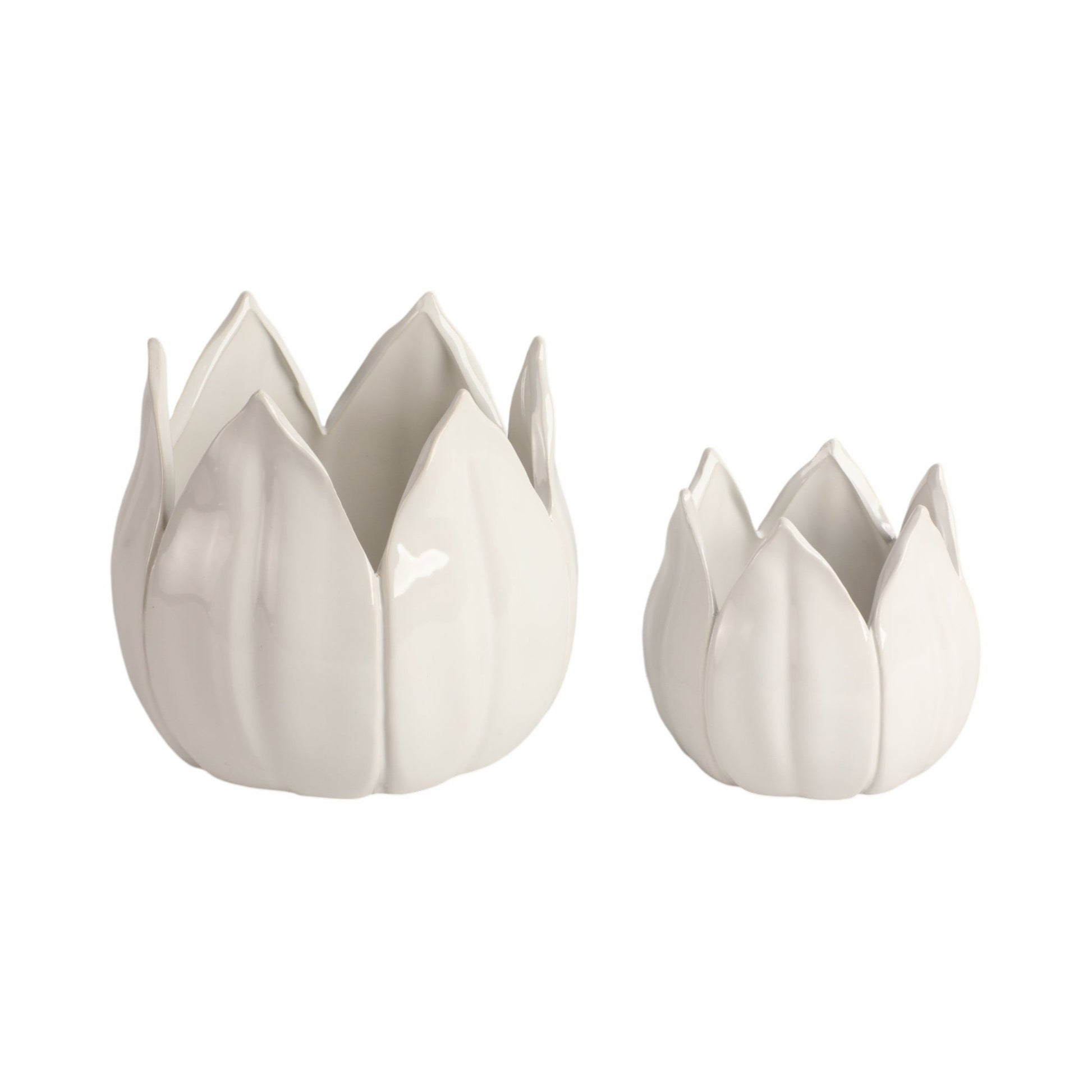 S/2 5/8" Petal Planters, White Planter| Sagebrook Home