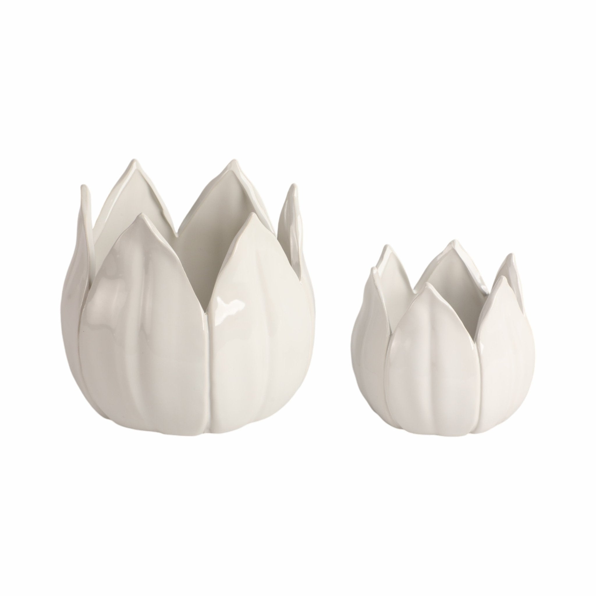S/2 5/8" Petal Planters, White Planter| Sagebrook Home