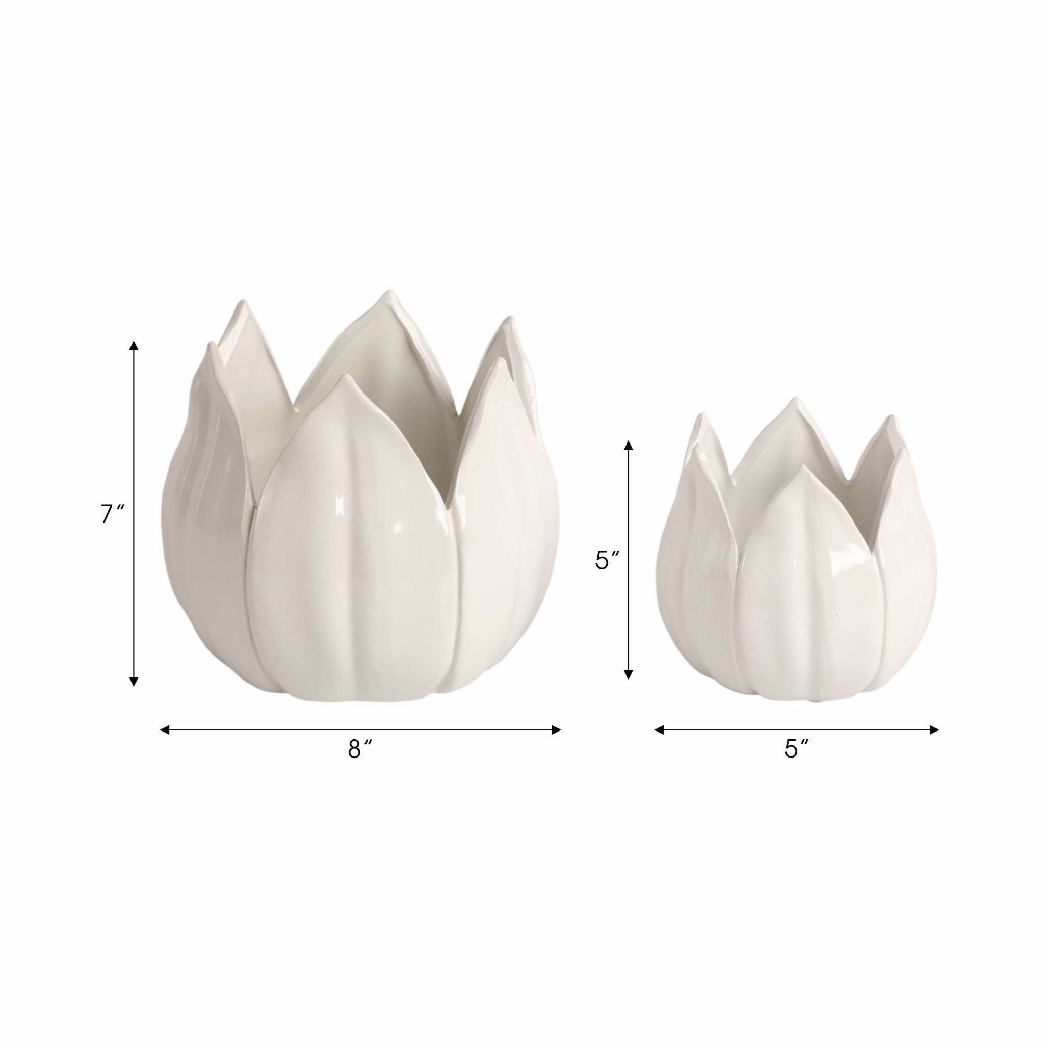 S/2 5/8" Petal Planters, White Planter| Sagebrook Home