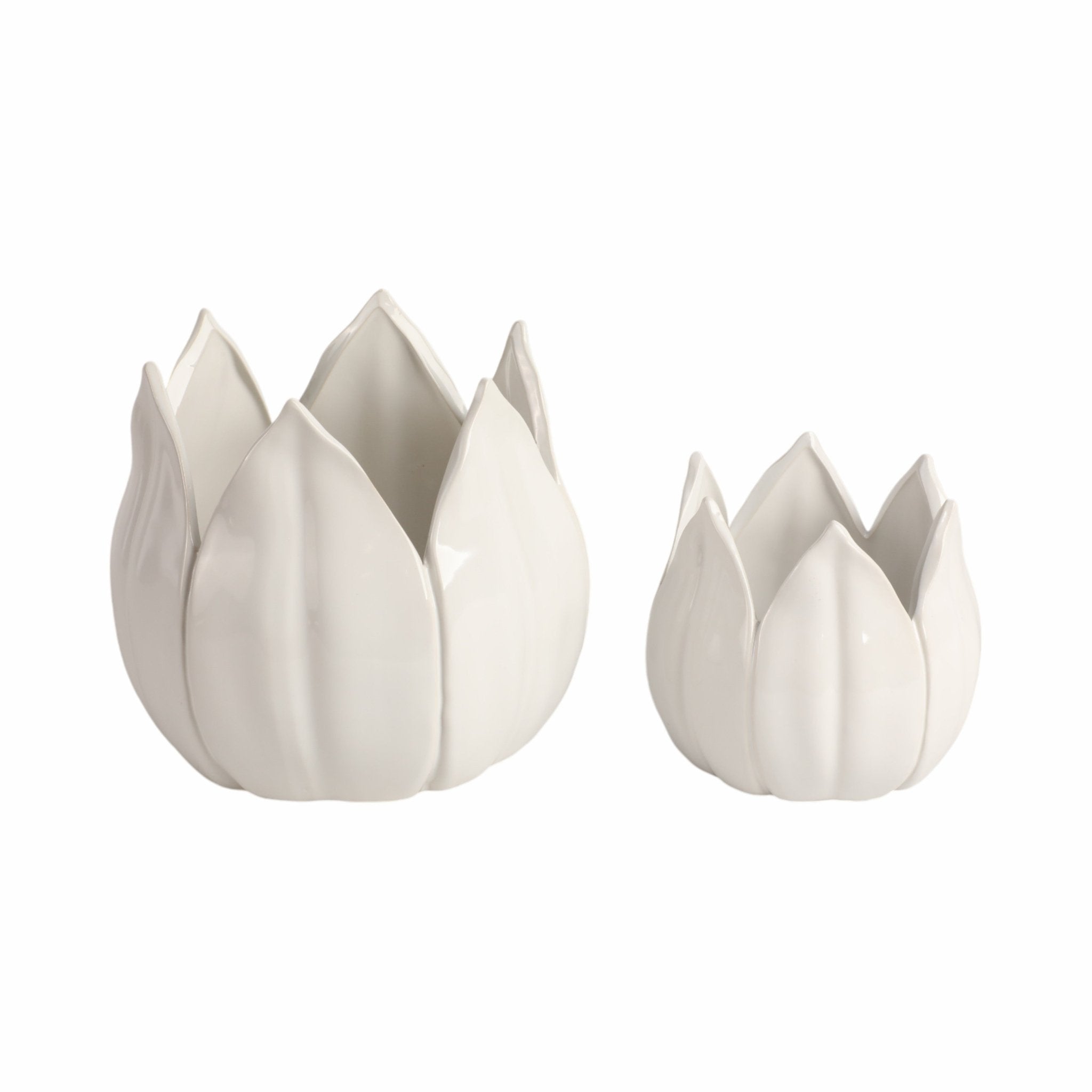 S/2 5/8" Petal Planters, White Planter| Sagebrook Home