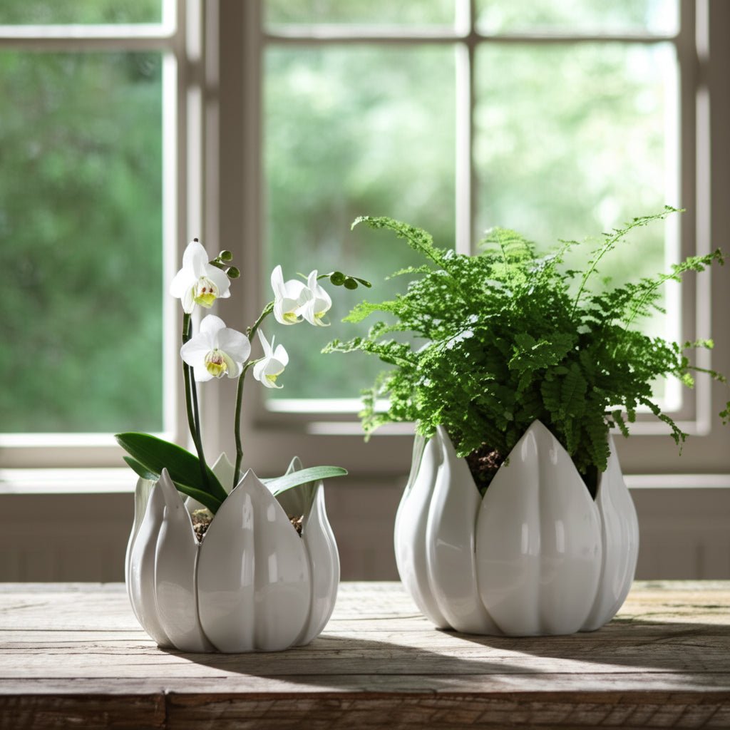 S/2 5/8" Petal Planters, White Planter| Sagebrook Home