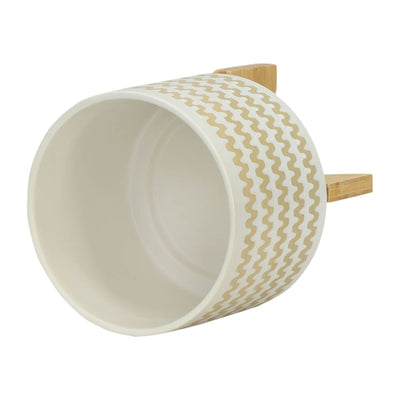 S/2 5/8" ZIG - ZAG PLANTER W/ STAND, WHITE - Al Rugaib Furniture