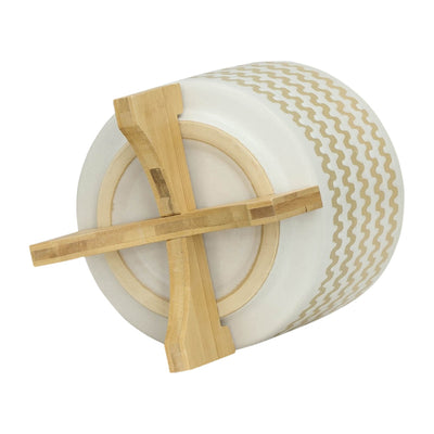 S/2 5/8" ZIG - ZAG PLANTER W/ STAND, WHITE - Al Rugaib Furniture