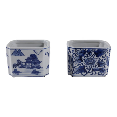 S/2 5x4" Chinoiserie Pencil Cups, Blue/white - Al Rugaib Furniture