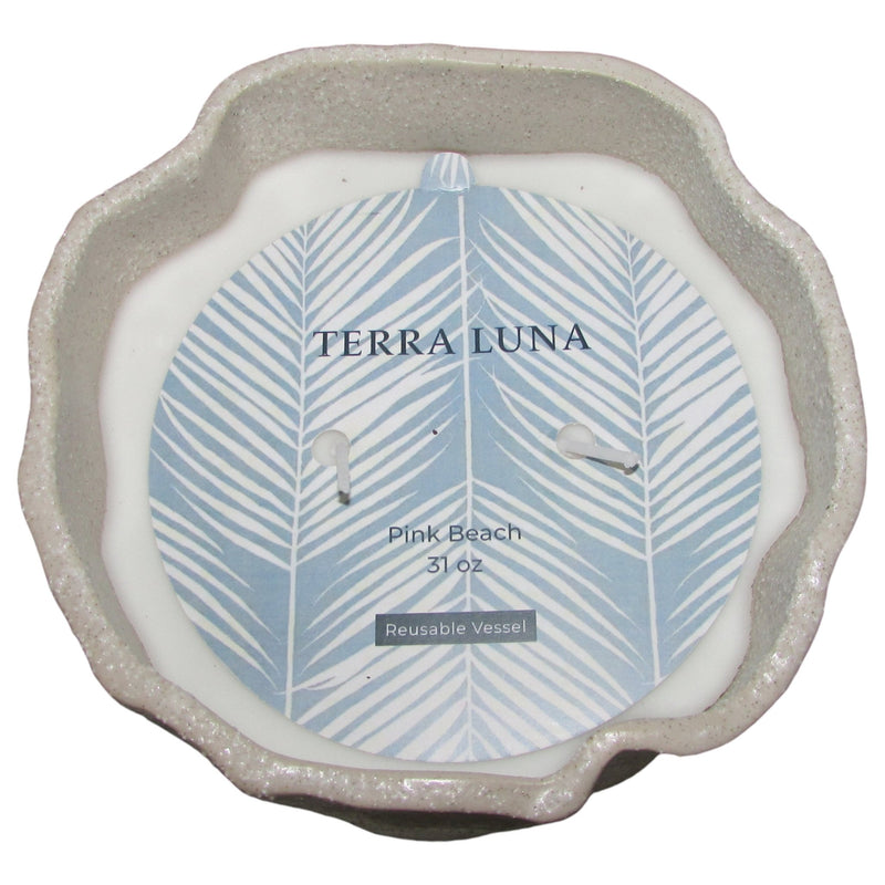 S/2 6" 31 Oz Pink Beach Wavy Candle, Ivory/blue - Al Rugaib Furniture