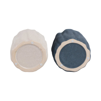 S/2 6" 31 Oz Pink Beach Wavy Candle, Ivory/blue - Al Rugaib Furniture