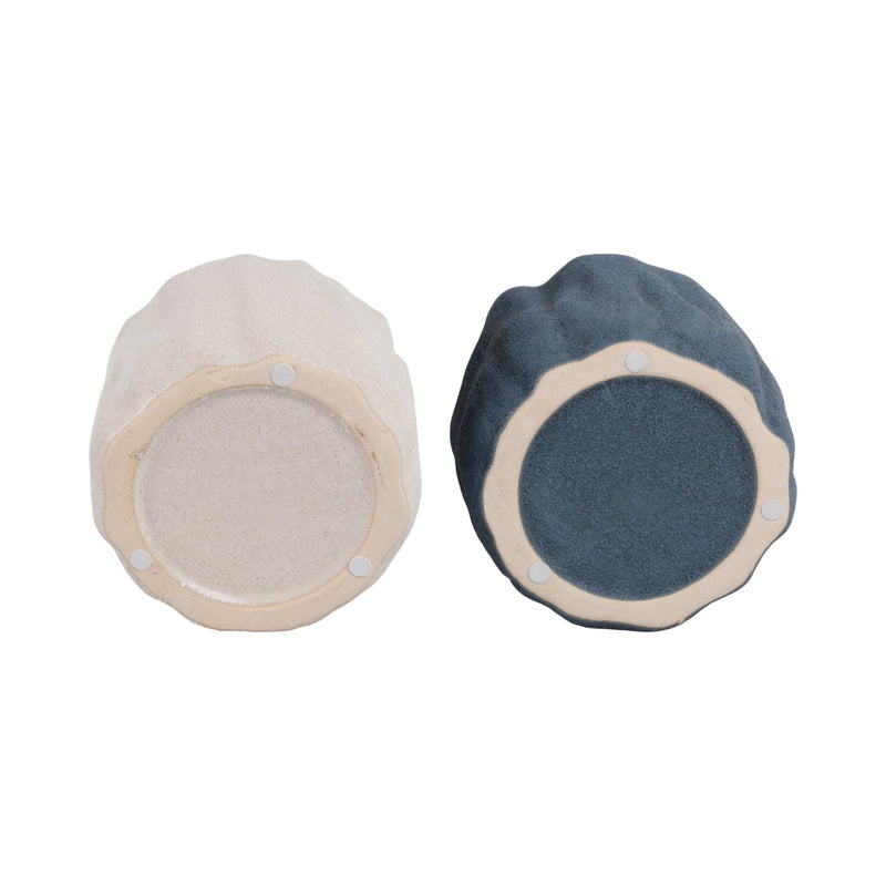 S/2 6" 31 Oz Pink Beach Wavy Candle, Ivory/blue - Al Rugaib Furniture