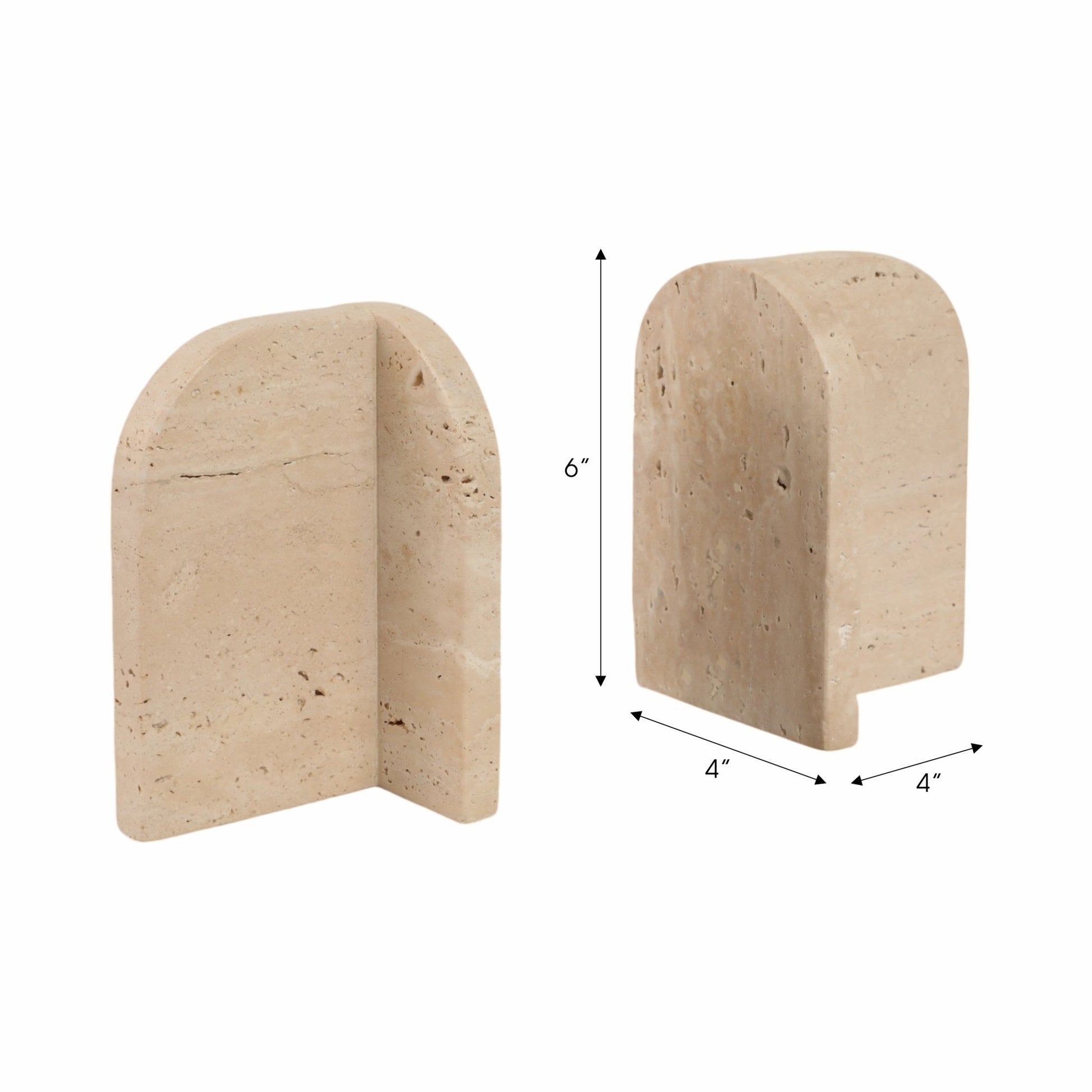 S/2 6" Arched Travertine Bookends, Tan Table Decors| Sagebrook Home