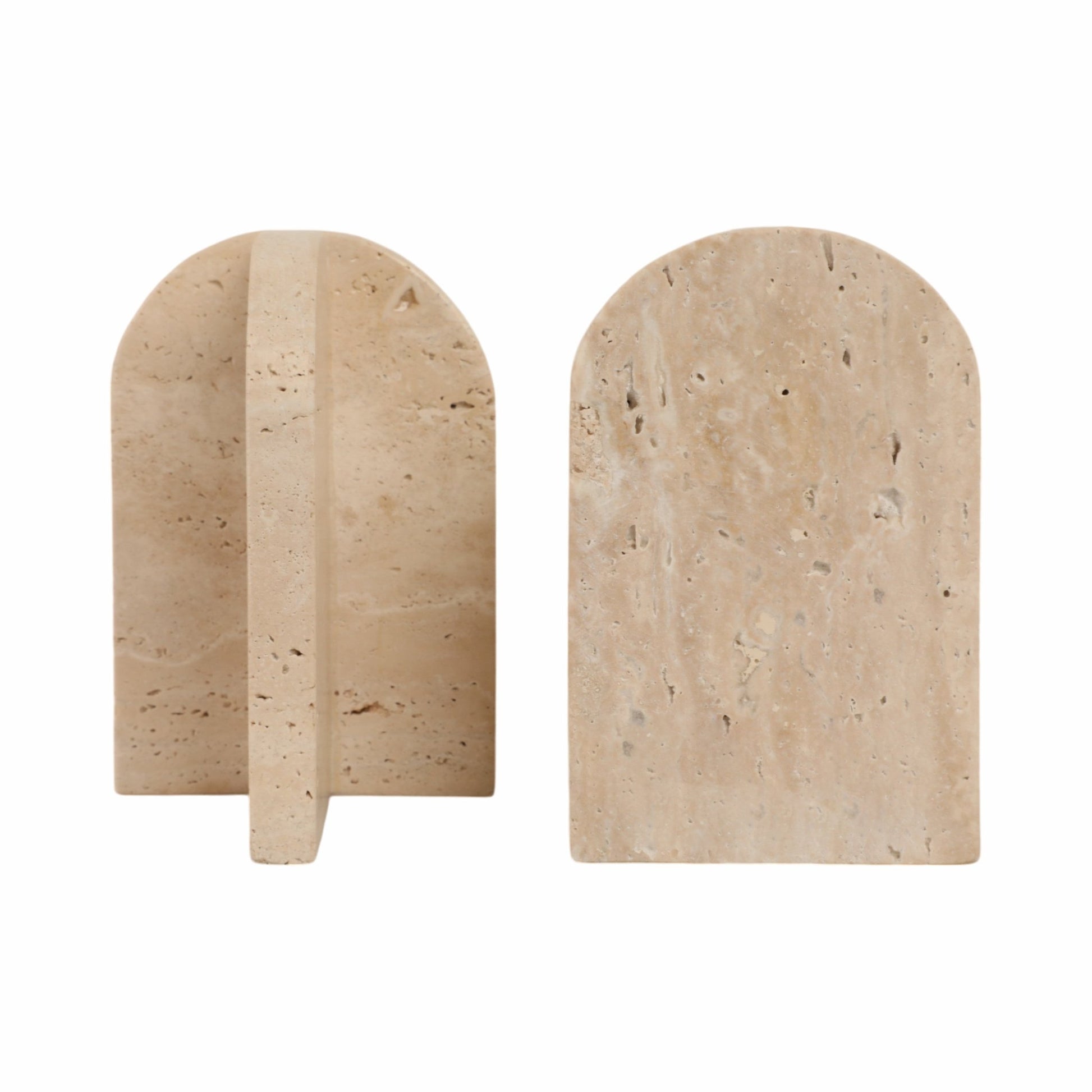 S/2 6" Arched Travertine Bookends, Tan Table Decors| Sagebrook Home