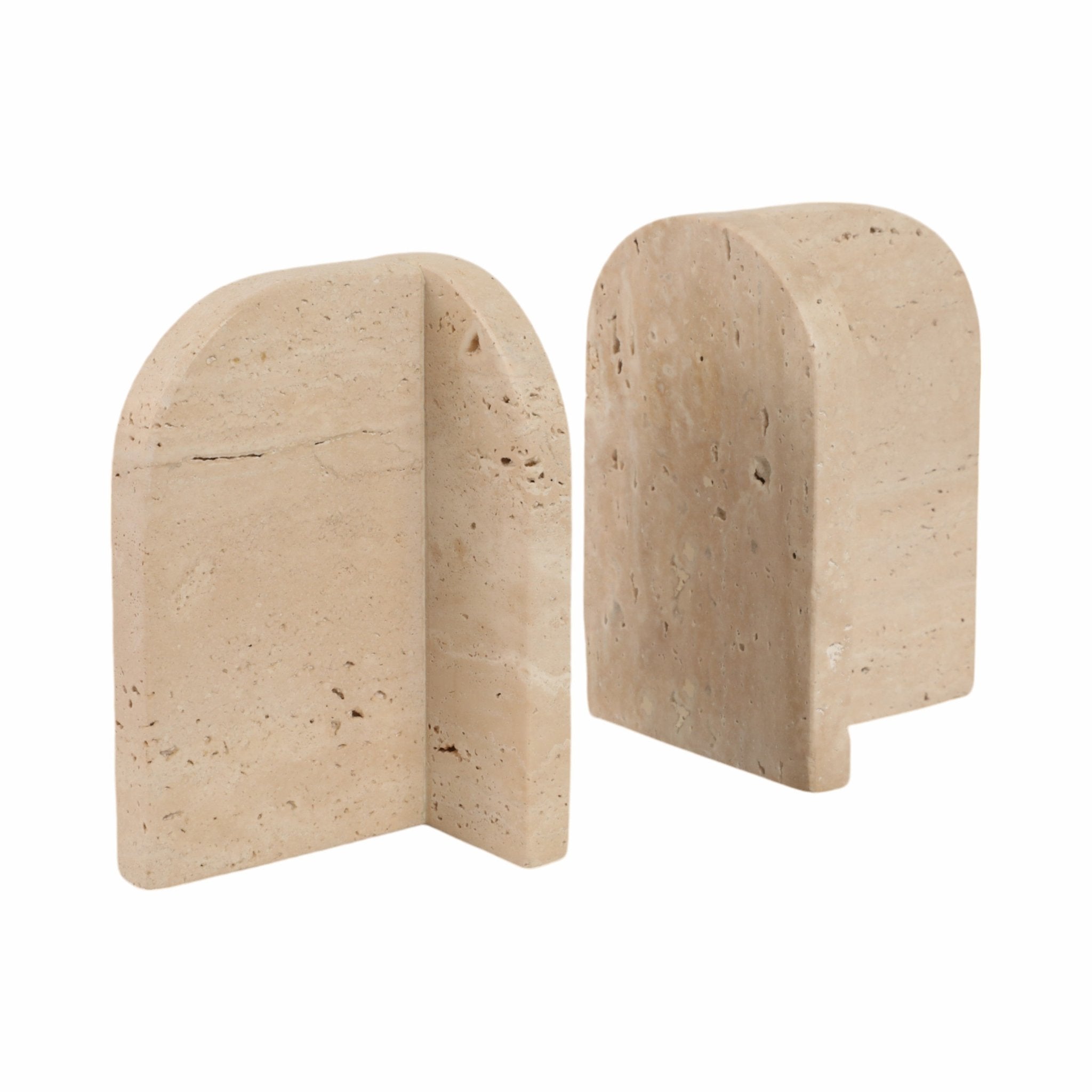 S/2 6" Arched Travertine Bookends, Tan Table Decors| Sagebrook Home