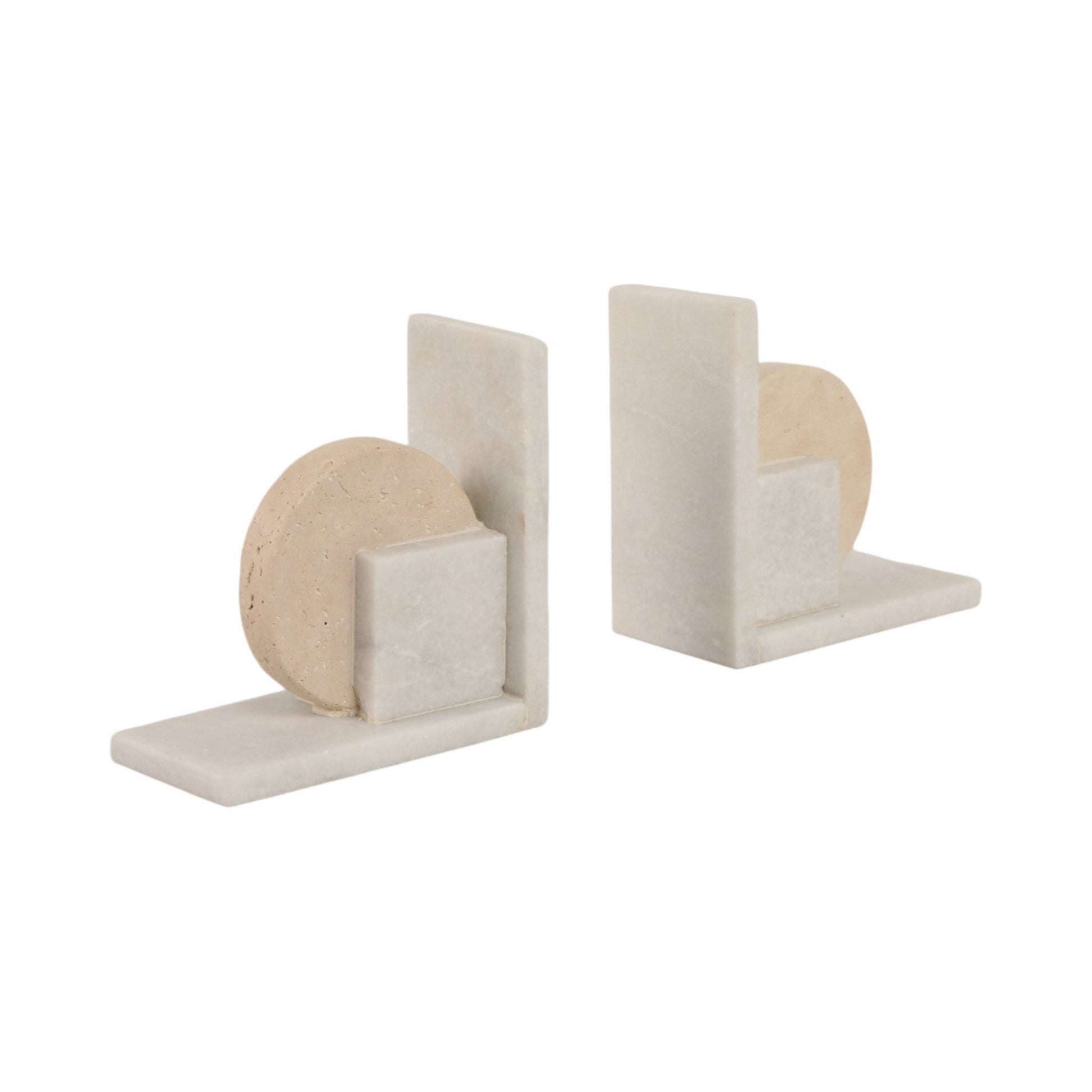 S/2 6" Geometric Travertine & Marble Bookends, Mul Table Decors| Sagebrook Home