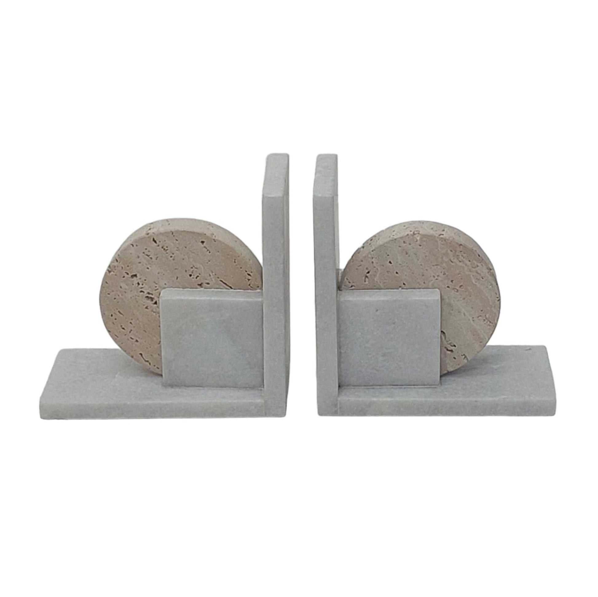 S/2 6" Geometric Travertine & Marble Bookends, Mul Table Decors| Sagebrook Home