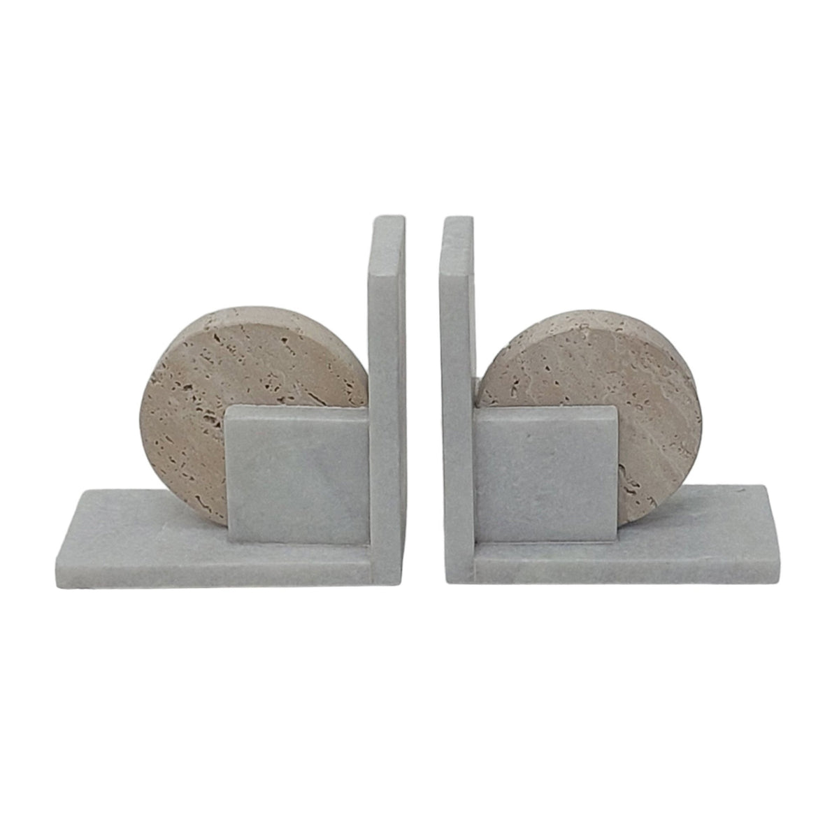 S/2 6" Geometric Travertine & Marble Bookends, Mul Table Decors| Sagebrook Home