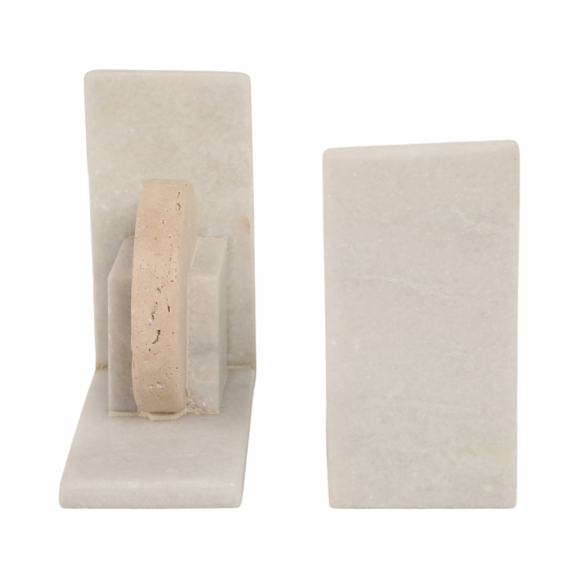 S/2 6" Geometric Travertine & Marble Bookends, Mul Table Decors| Sagebrook Home