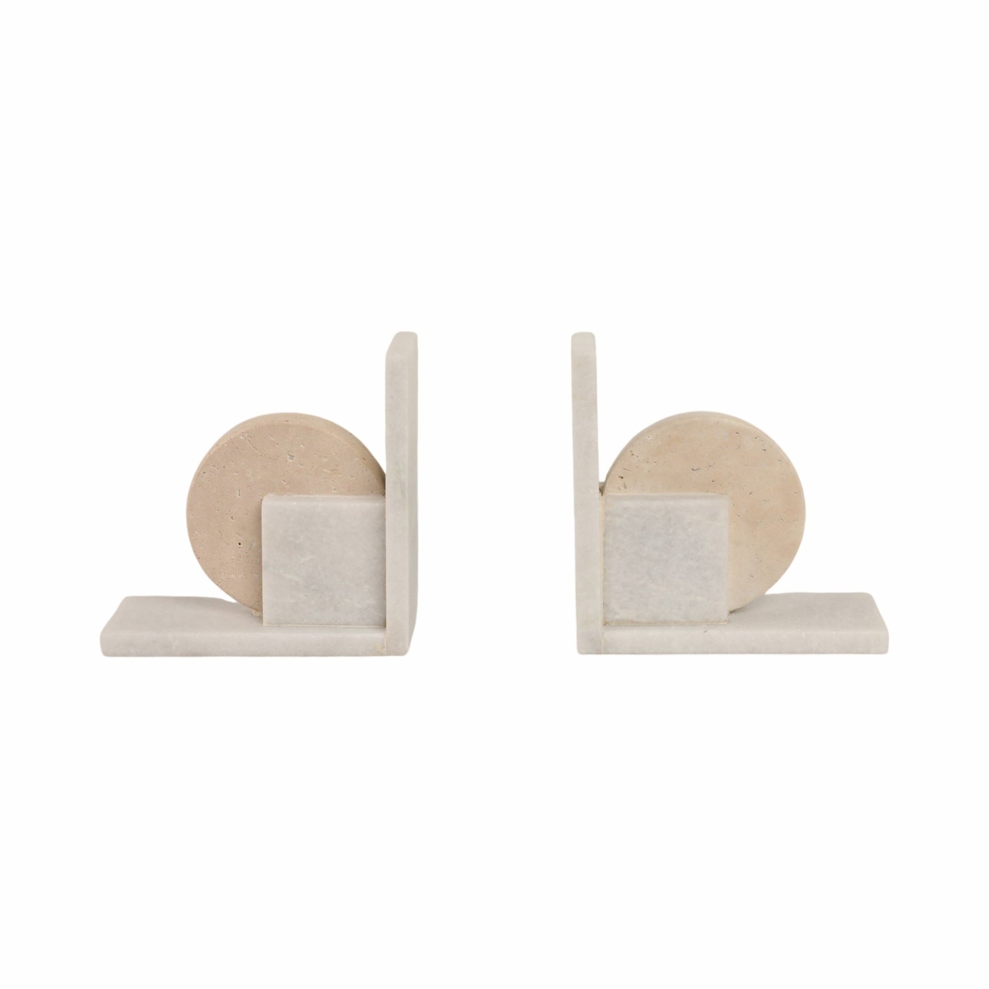 S/2 6" Geometric Travertine & Marble Bookends, Mul Table Decors| Sagebrook Home