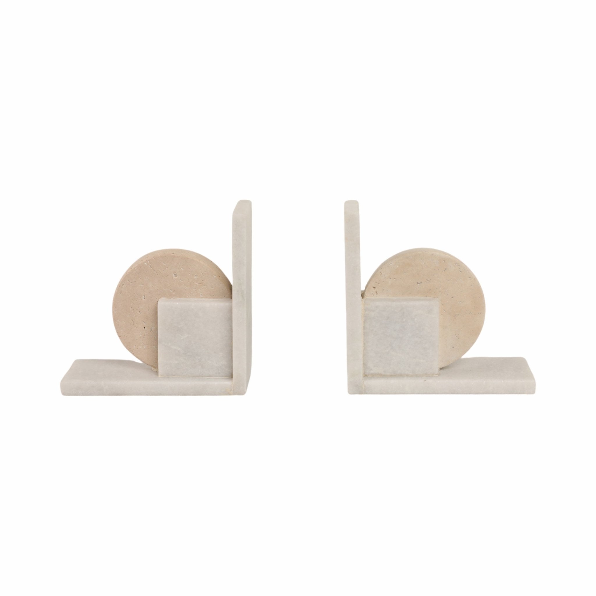 S/2 6" Geometric Travertine & Marble Bookends, Mul Table Decors| Sagebrook Home