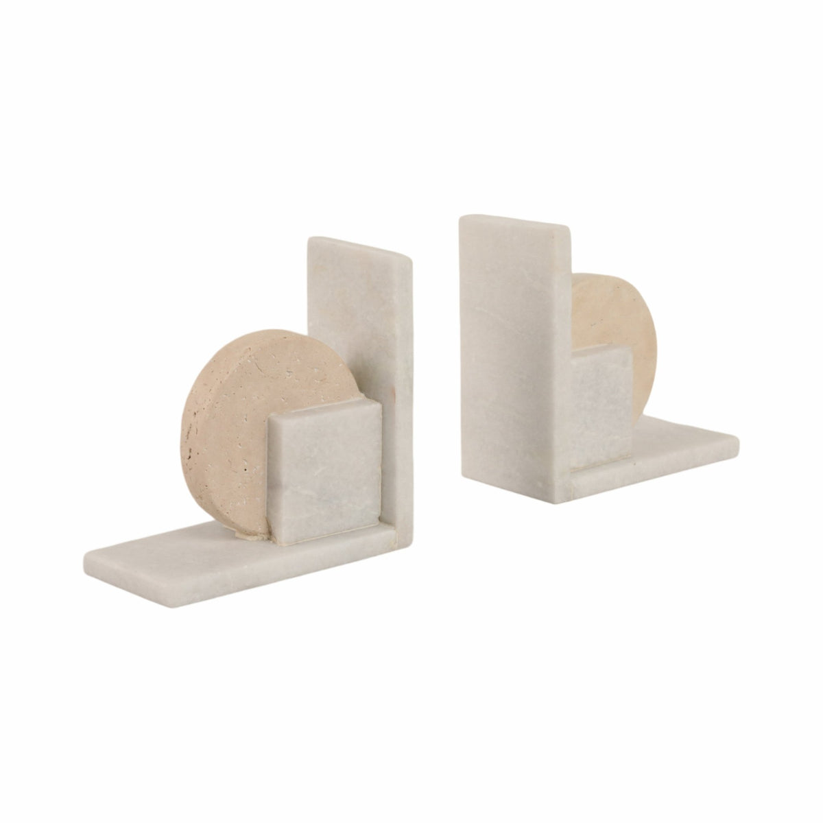 S/2 6" Geometric Travertine & Marble Bookends, Mul Table Decors| Sagebrook Home
