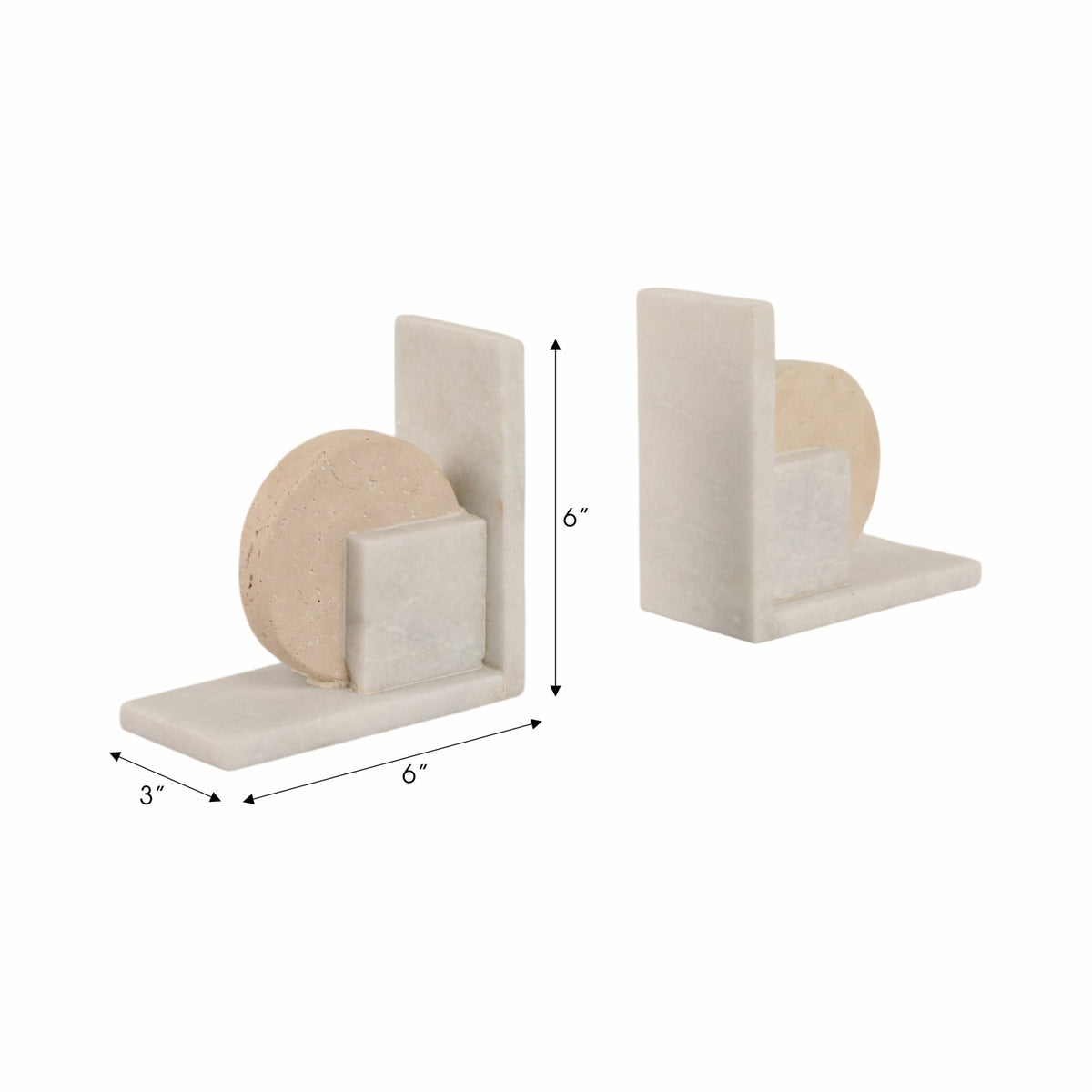 S/2 6" Geometric Travertine & Marble Bookends, Mul Table Decors| Sagebrook Home